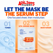 Adilsons Beauty Dr.Belmeur Vita Serine mask ad: LET THE MASK BE THE SERUM STEP / One focused sheet, then moisturiser.