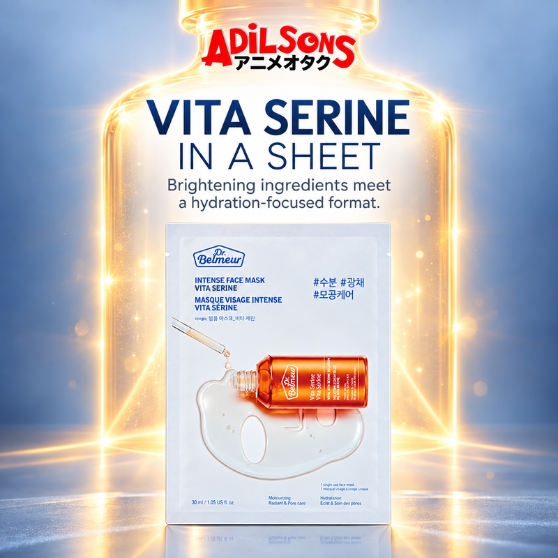 Adilsons Beauty Dr.Belmeur Vita Serine mask ad: VITA SERINE IN A SHEET / Brightening ingredients meet a hydration-focused format.