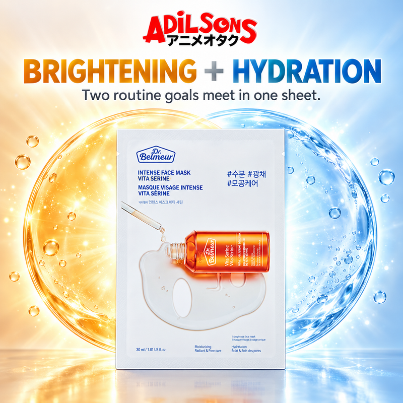 Adilsons Beauty Dr.Belmeur Vita Serine mask ad: BRIGHTENING + HYDRATION / Two routine goals meet in one sheet.