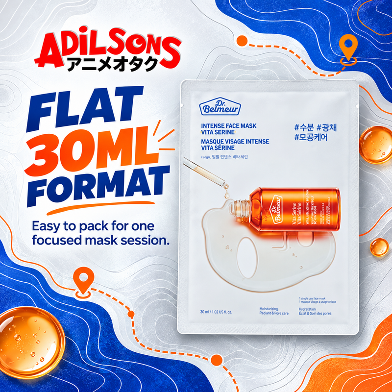 Adilsons Beauty Dr.Belmeur Vita Serine mask ad: FLAT 30ML FORMAT / Easy to pack for one focused mask session.