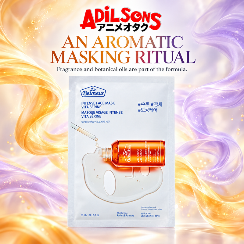 Adilsons Beauty Dr.Belmeur Vita Serine mask ad: AN AROMATIC MASKING RITUAL / Fragrance and botanical oils are part of the formula.