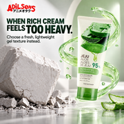 THE FACE SHOP Jeju Aloe Fresh Soothing Gel tube creative 5: WHEN RICH CREAM FEELS TOO HEAVY.