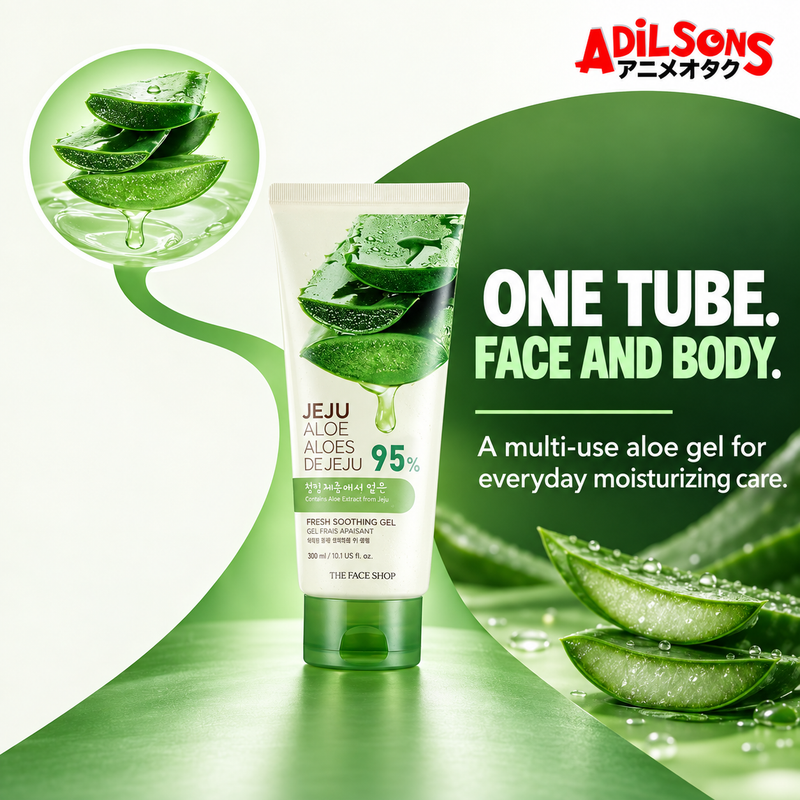 THE FACE SHOP Jeju Aloe Fresh Soothing Gel tube creative 7: ONE TUBE. FACE AND BODY.