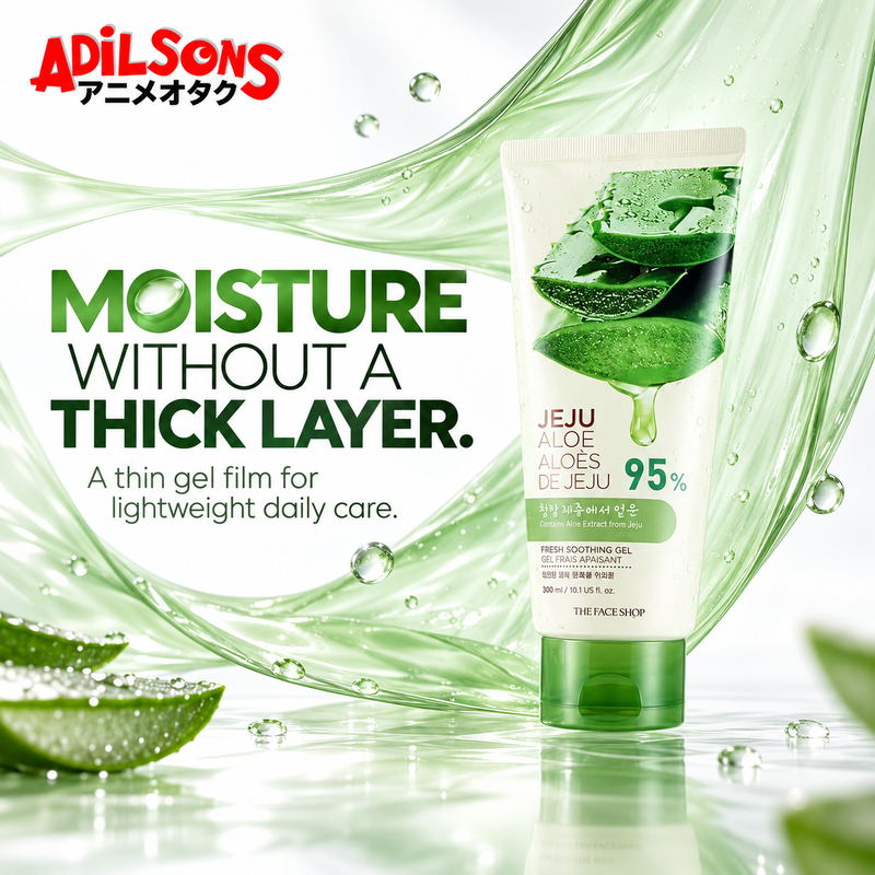 THE FACE SHOP Jeju Aloe Fresh Soothing Gel tube creative 11: MOISTURE WITHOUT A THICK LAYER.