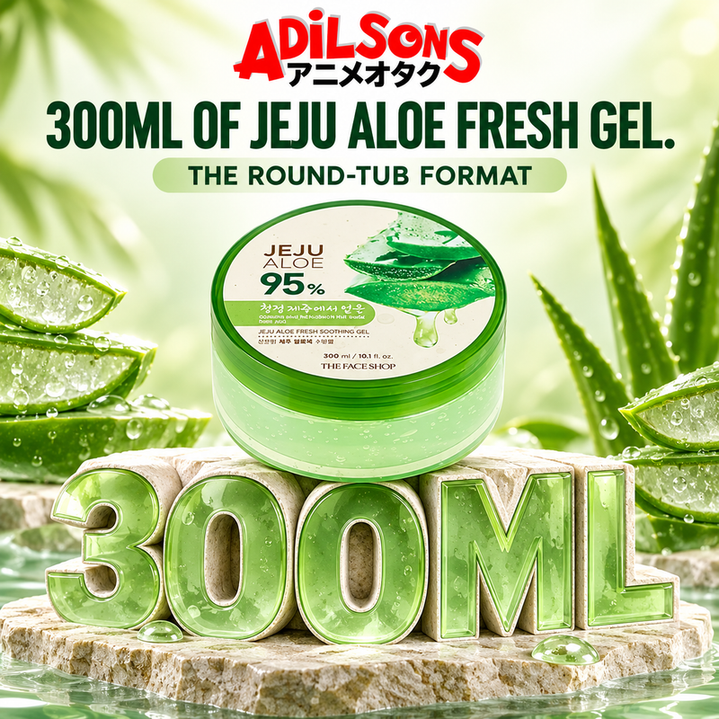 The Face Shop Jeju Aloe Fresh Soothing Gel 300ml round-tub creative: 300ml volume.