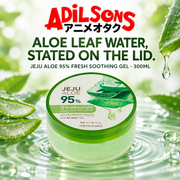 The Face Shop Jeju Aloe Fresh Soothing Gel 300ml round-tub creative: aloe leaf water lid statement.