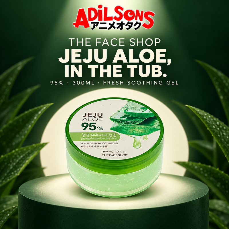 The Face Shop Jeju Aloe Fresh Soothing Gel 300ml round-tub creative: The Face Shop identity.