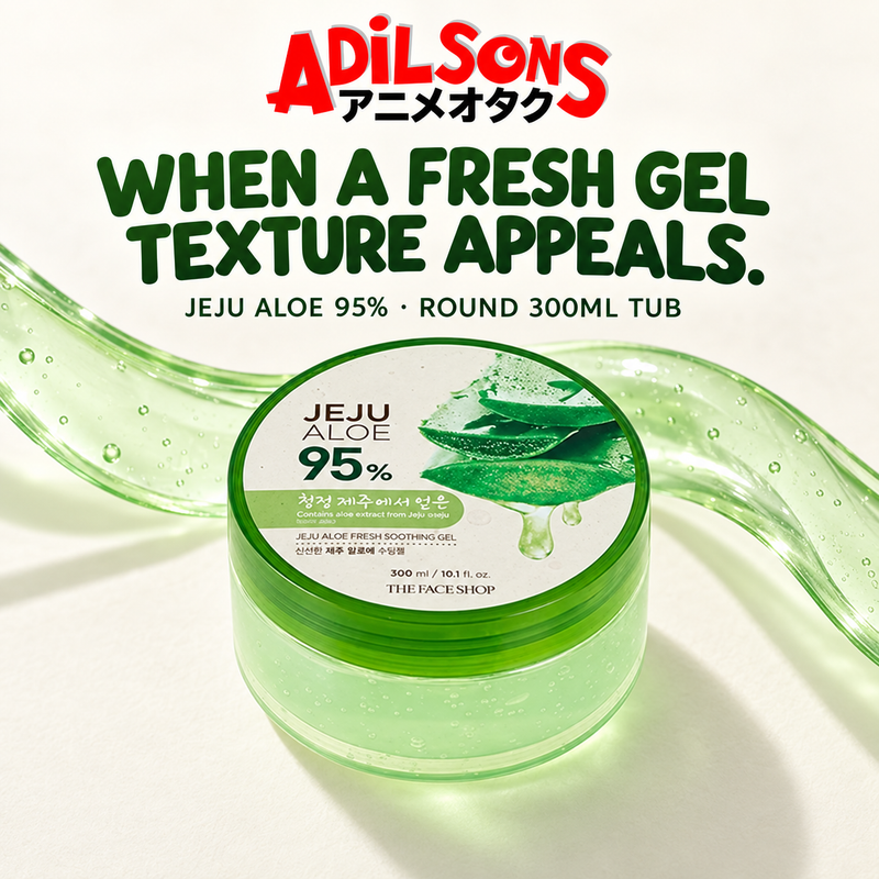 Fresh gel texture concept with a translucent gel ribbon and exact 300ml tub.