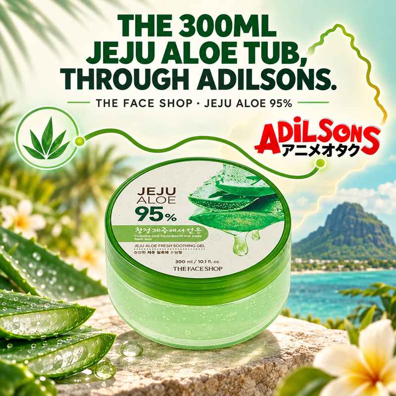 The 300ml Jeju Aloe round tub linked to Adilsons through an abstract Mauritius-inspired route.