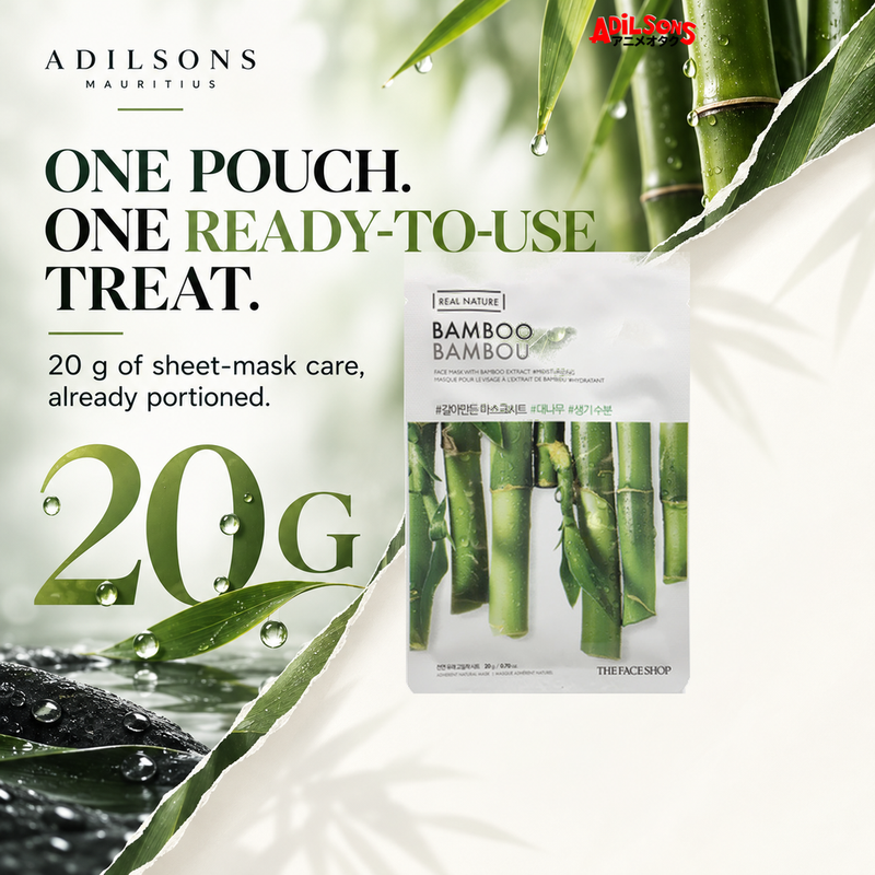 THE FACE SHOP Real Nature Bamboo 20 g mask — single-dose convenience creative for Adilsons Mauritius
