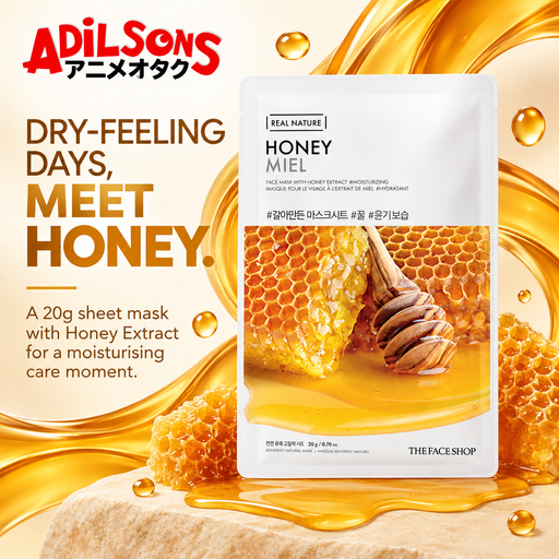 THE FACE SHOP Real Nature Honey Face Mask 20g ad: DRY-FEELING DAYS, MEET HONEY.