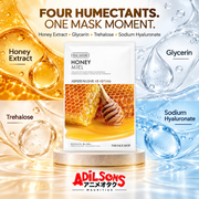 THE FACE SHOP Real Nature Honey Face Mask 20g ad: FOUR HUMECTANTS. ONE MASK MOMENT.