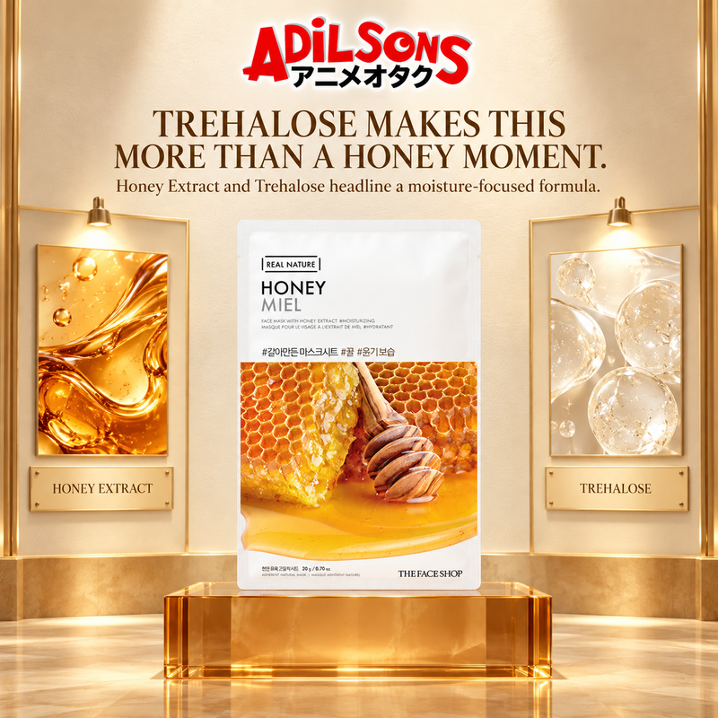 THE FACE SHOP Real Nature Honey Face Mask 20g ad: TREHALOSE MAKES THIS MORE THAN A HONEY MOMENT.