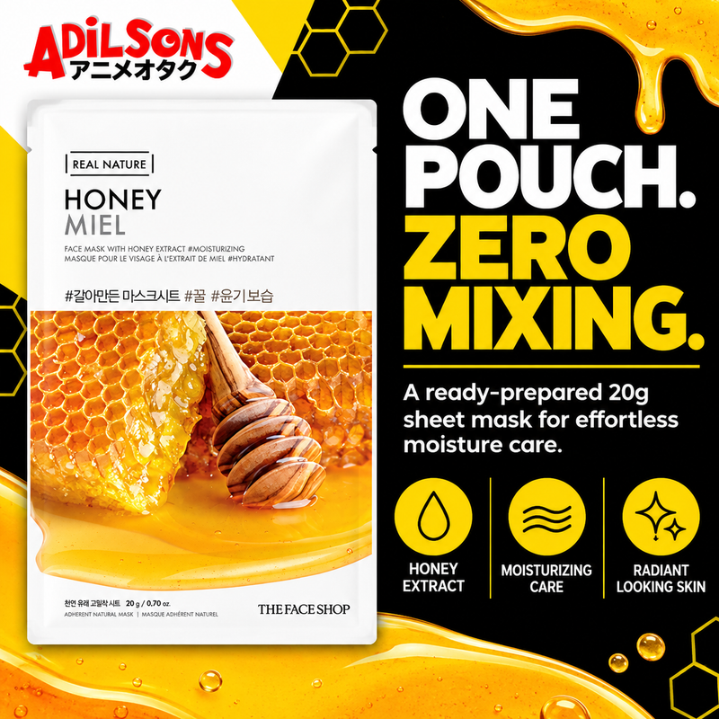 THE FACE SHOP Real Nature Honey Face Mask 20g ad: ONE POUCH. ZERO MIXING.