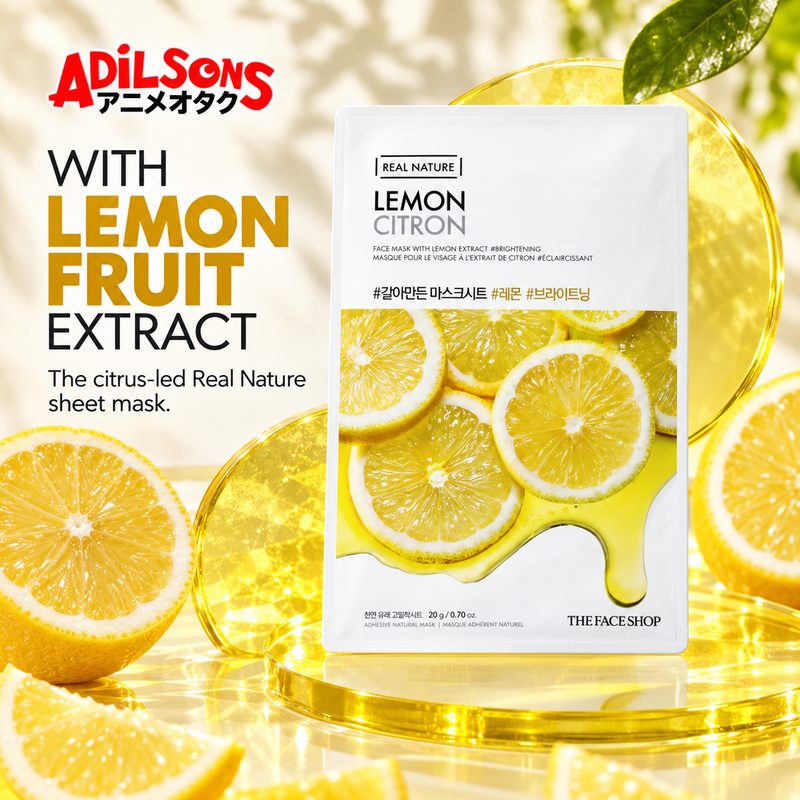 Adilsons Beauty The Face Shop Real Nature Lemon mask ad: WITH LEMON FRUIT EXTRACT / The citrus-led Real Nature sheet mask.