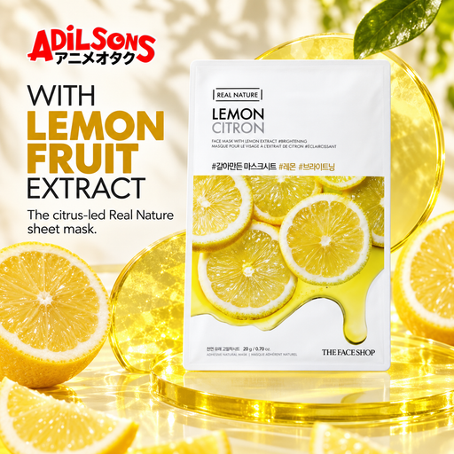 Adilsons Beauty The Face Shop Real Nature Lemon mask ad: WITH LEMON FRUIT EXTRACT / The citrus-led Real Nature sheet mask.