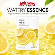 Adilsons Beauty The Face Shop Real Nature Lemon mask ad: WATERY ESSENCE / A light sheet-mask format for a quick hydration pause.