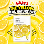 Adilsons Beauty The Face Shop Real Nature Lemon mask ad: THE YELLOW REAL NATURE PICK / Choose Lemon when the masking mood calls for citrus.