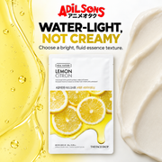 Adilsons Beauty The Face Shop Real Nature Lemon mask ad: WATER-LIGHT, NOT CREAMY / Choose a bright, fluid essence texture.