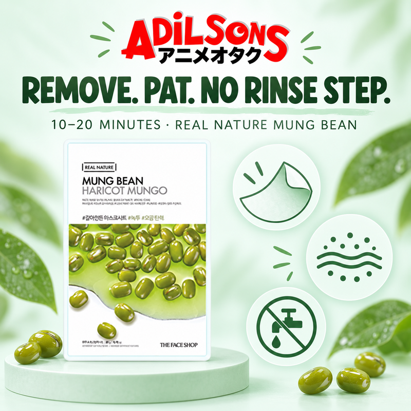 The Face Shop Real Nature Mung Bean mask creative: no-rinse convenience.