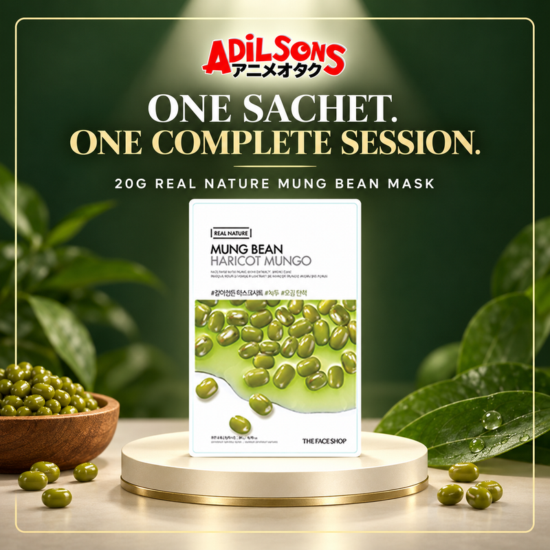 The Face Shop Real Nature Mung Bean mask creative: single-session clarity.