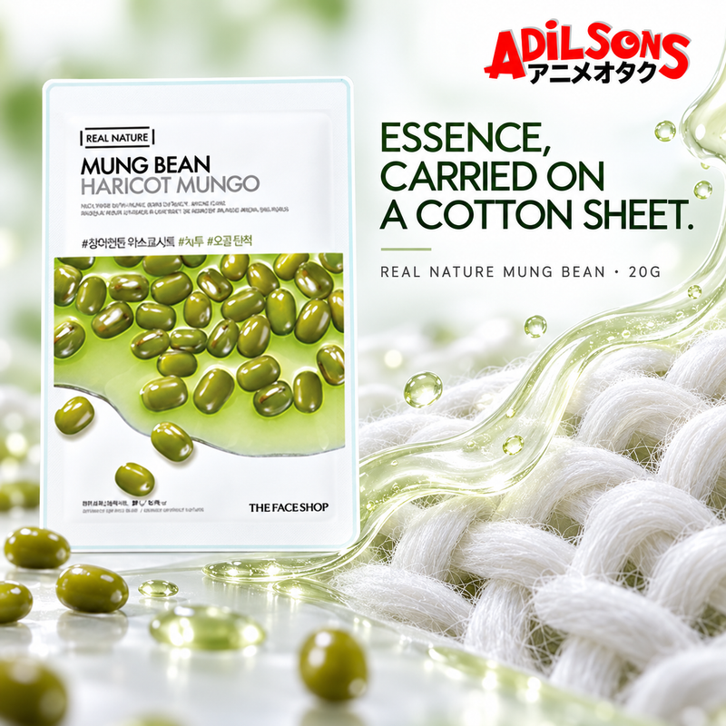 The Face Shop Real Nature Mung Bean mask creative: cotton sheet construction.