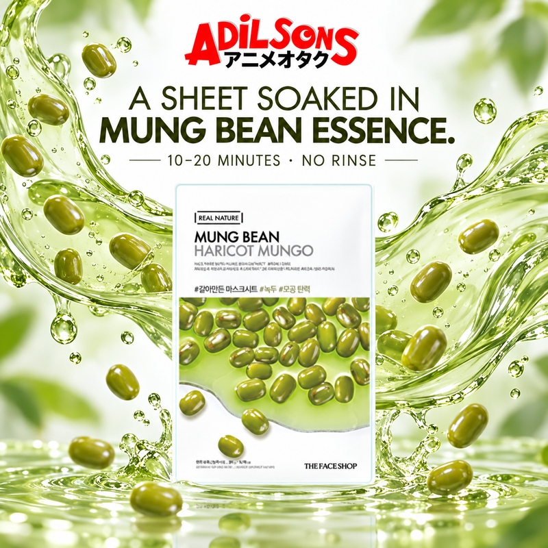 The Face Shop Real Nature Mung Bean mask creative: essence-soaked delivery.