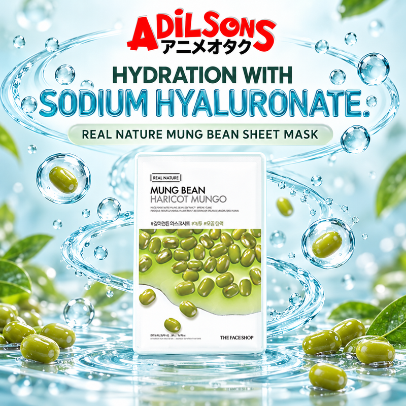 The Face Shop Real Nature Mung Bean mask creative: sodium hyaluronate formula.