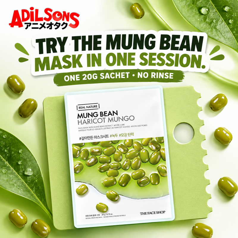 The Face Shop Real Nature Mung Bean mask creative: low-commitment ingredient trial.