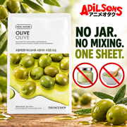 Adilsons creative for The Face Shop Real Nature Olive mask — NO JAR. NO MIXING. ONE SHEET.
