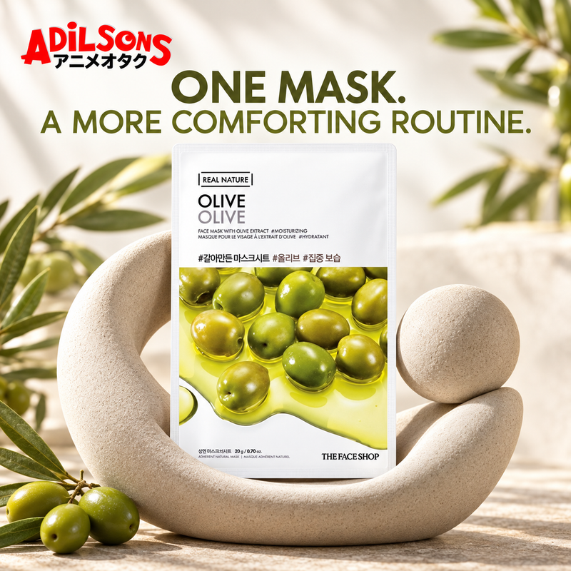 Adilsons creative for The Face Shop Real Nature Olive mask — ONE MASK. A MORE COMFORTING ROUTINE.