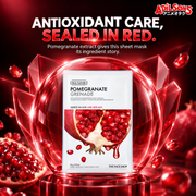 THE FACE SHOP Real Nature Pomegranate mask creative 2: ANTIOXIDANT CARE, SEALED IN RED.