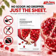 THE FACE SHOP Real Nature Pomegranate mask creative 8: NO SCOOP. NO DROPPER. JUST THE SHEET.
