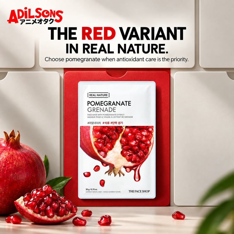 THE FACE SHOP Real Nature Pomegranate mask creative 12: THE RED VARIANT IN REAL NATURE.