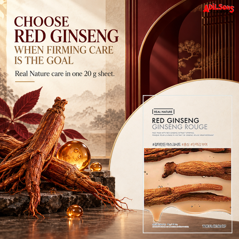 THE FACE SHOP Real Nature Red Ginseng 20 g mask — firming purpose creative for Adilsons Mauritius