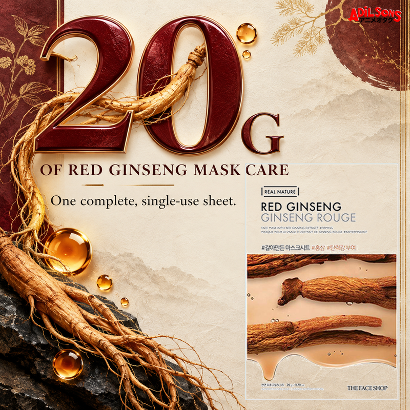 THE FACE SHOP Real Nature Red Ginseng 20 g mask — exact 20 g size creative for Adilsons Mauritius