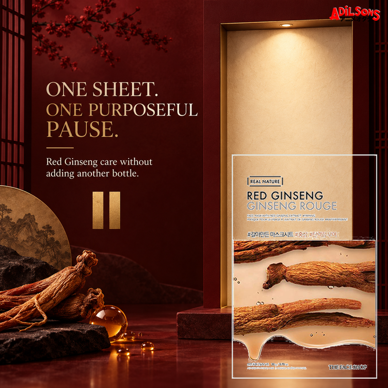 THE FACE SHOP Real Nature Red Ginseng 20 g mask — purposeful single-use pause creative for Adilsons Mauritius
