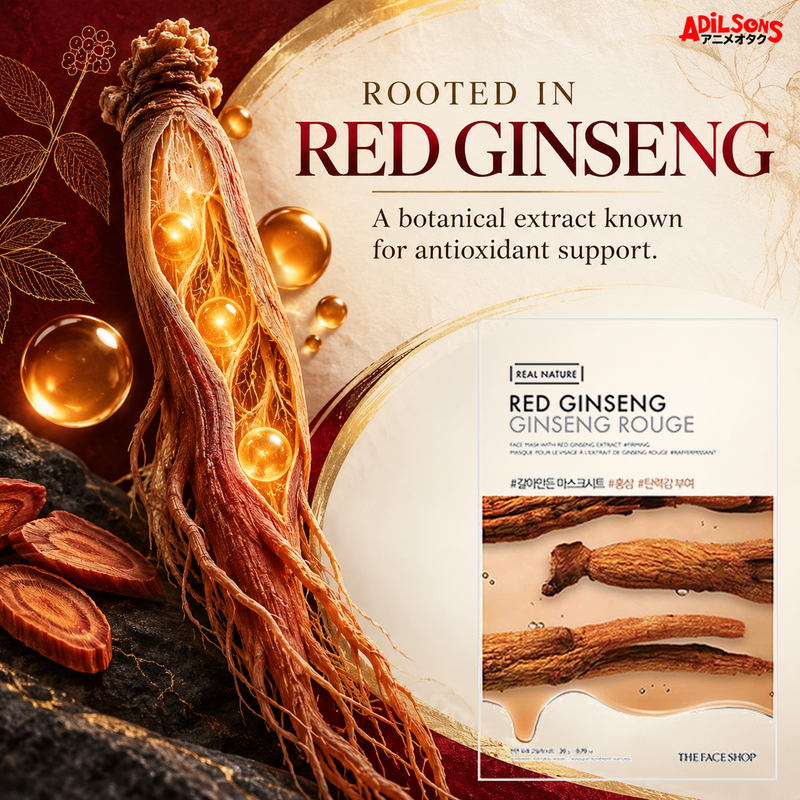 THE FACE SHOP Real Nature Red Ginseng 20 g mask — antioxidant botanical support creative for Adilsons Mauritius