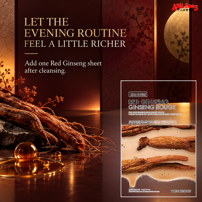 THE FACE SHOP Real Nature Red Ginseng 20 g mask — evening routine upgrade creative for Adilsons Mauritius