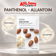 Adilsons Beauty The Face Shop Real Nature Shea Butter mask ad: PANTHENOL + ALLANTOIN / Two comfort-minded ingredients inside the creamy essence.