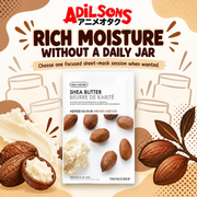 Adilsons Beauty The Face Shop Real Nature Shea Butter mask ad: RICH MOISTURE WITHOUT A DAILY JAR / Choose one focused sheet-mask session when wanted.