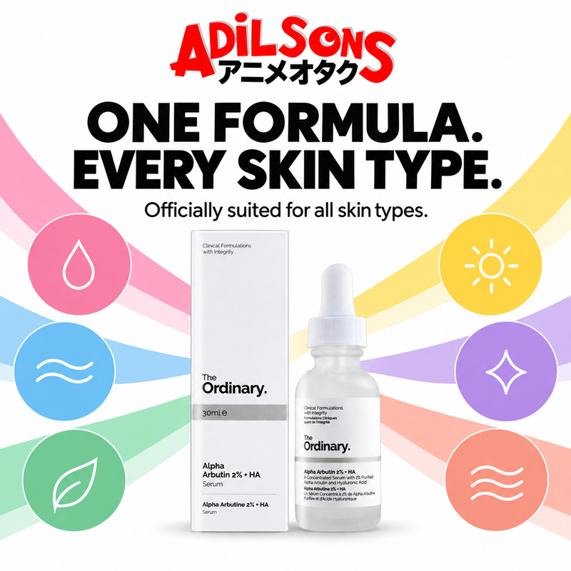 The Ordinary Alpha Arbutin 2% + HA 30ml ad: ONE FORMULA. EVERY SKIN TYPE.