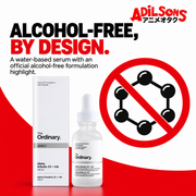 The Ordinary Alpha Arbutin 2% + HA 30ml ad: ALCOHOL-FREE, BY DESIGN.
