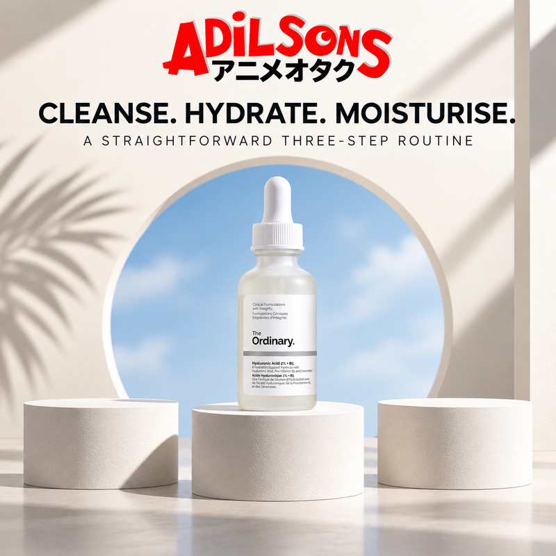 The Ordinary Hyaluronic Acid 2% + B5 30ml creative: three-step routine.