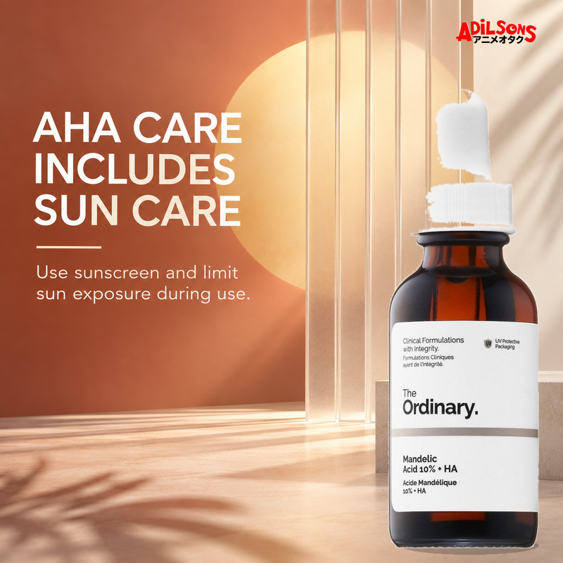 The Ordinary Mandelic Acid 10% + HA 30ml ad — AHA sun-safety guidance