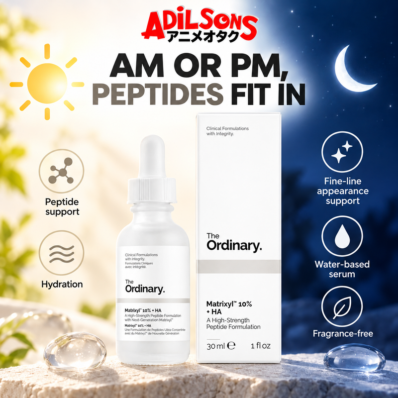 Adilsons creative for The Ordinary Matrixyl 10% + HA 30ml — AM OR PM, PEPTIDES FIT IN