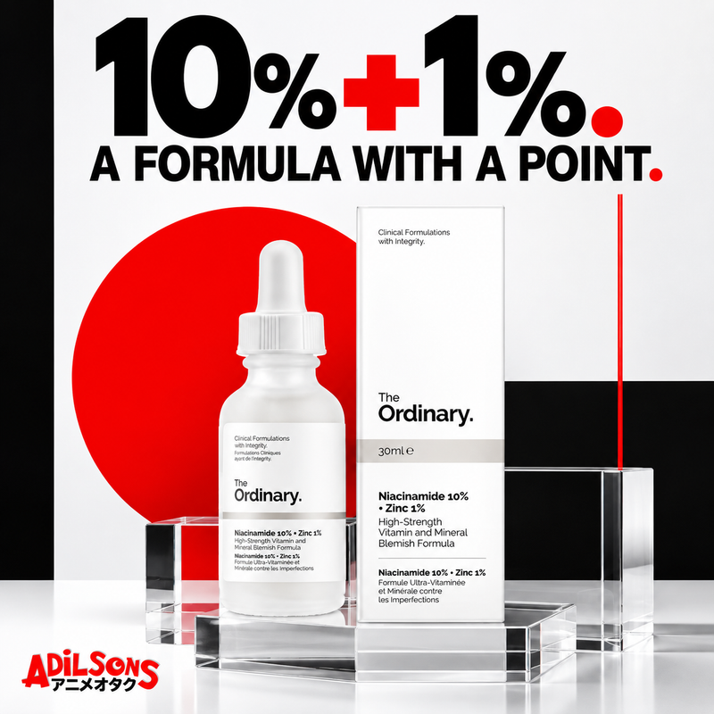Adilsons creative for The Ordinary Niacinamide 10% + Zinc 1% 30ml — 10% + 1%. A FORMULA WITH A POINT.