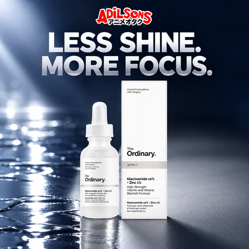 Adilsons creative for The Ordinary Niacinamide 10% + Zinc 1% 30ml — LESS SHINE. MORE FOCUS.