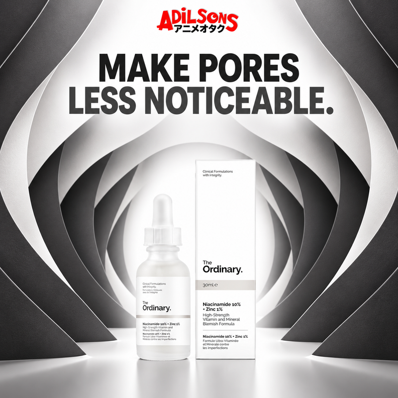 Adilsons creative for The Ordinary Niacinamide 10% + Zinc 1% 30ml — MAKE PORES LESS NOTICEABLE.