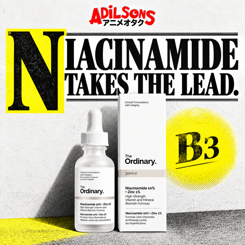 Adilsons creative for The Ordinary Niacinamide 10% + Zinc 1% 30ml — NIACINAMIDE TAKES THE LEAD.